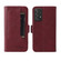 Samsung Galaxy A52 5G / 4G Dual Buckle Card Wallet Calf Leather Phone Case - Wine Red