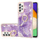 Samsung Galaxy A52 5G / 4G Electroplating Marble Pattern IMD TPU Shockproof Case with Ring Holder - Purple 002