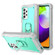 Samsung Galaxy A52 5G / 4G PC + Rubber 3-layers Shockproof Protective Case with Rotating Holder - Grey White + Mint Green