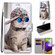 Samsung Galaxy A52 5G Coloured Drawing Cross Texture Horizontal Flip PU Leather Case with Holder & Card Slots & Wallet & Lanyard - Slant Hat Blue Mirror Cat