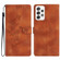 Samsung Galaxy A52 5G Flower Butterfly Embossing Pattern Leather Phone Case - Brown