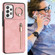 Samsung Galaxy A52 5G Retro Ring and Zipper RFID Card Slot Phone Case - Pink