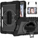 iPad 10.2 2021 / 2020 / 2019 360 Degree Rotation Contrast Color Shockproof Silicone + PC Case with Holder & Hand Grip Strap & Shoulder Strap - Black