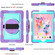 iPad 10.2 2021 / 2020 / 2019 360 Degree Rotation Contrast Color Shockproof Silicone + PC Case with Holder & Hand Grip Strap & Shoulder Strap - Purple + Mint Green