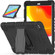 iPad 10.2 2021 / 2020 / 2019 3-Layer Protection Screen Frame + PC + Silicone Shockproof Combination Case with Holder - Black+Black