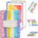 iPad 10.2 2021 / 2020 / 2019 3-Layer Protection Screen Frame + PC + Silicone Shockproof Combination Case with Holder - Colorful Pink