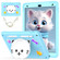 iPad 10.2 2021 / 2020 / 2019 Cat Holder Silicone Hybrid PC Tablet Case with Strap - Sky Blue