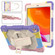 iPad 10.2 2021 / 2020 / 2019 Contrast Color Robot Shockproof Silicon + PC Protective Case with Holder & Shoulder Strap - Colorful Purple Beige