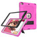 iPad 10.2 2021 / 2020 / 2019 Contrast Color Robot Shockproof Silicone + PC Protective Case with Holder - Rose Red Black