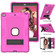 iPad 10.2 2021 / 2020 / 2019 Contrast Color Robot Shockproof Silicone + PC Protective Case with Holder - Rose Red Black