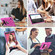 iPad 10.2 2021 / 2020 / 2019 Contrast Color Robot Shockproof Silicone + PC Protective Case with Holder - Rose Red Black