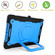 iPad 10.2 2021 / 2020 / 2019 Contrast Color Shockproof Robot Silicone + PC Case with Wristband Holder - Black + Blue