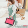 iPad 10.2 2021 / 2020 / 2019 Contrast Color Shockproof Robot Silicone + PC Case with Wristband Holder - Black + Rose Red