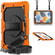 iPad 10.2 2021 / 2020 / 2019 Shockproof Silicone + PC Protective Case with Holder & Shoulder Strap & Pen Slot - Orange