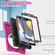 iPad 10.2 2021 / 2020 / 2019 Silicone + PC Protective Case with Holder & Shoulder Strap - Rose Red