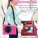 iPad 10.2 2021 / 2020 / 2019 Silicone + PC Protective Case with Holder & Shoulder Strap - Rose Red