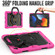 iPad 10.2 2021 / 2020 / 2019 Silicone + PC Tablet Case with Shoulder Strap - Rose Red+Black