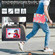 iPad 10.2 2021 / 2020 / 2019 Spider Texture Silicone Hybrid PC Tablet Case with Shoulder Strap - Camouflage + Rose Red
