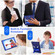 iPad 10.2 2021 / 2020 / 2019 Spider Texture Silicone Hybrid PC Tablet Case with Shoulder Strap - Navy Blue + Blue