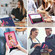iPad 10.2 2021 Contrast Color Robot Shockproof Silicone + PC Tablet Case - Navy Blue Rose
