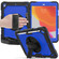 iPad 10.2 Shockproof Colorful Silica Gel + PC Protective Case with Holder & Shoulder Strap & Hand Strap & Pen Slot - Black+Blue