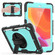 iPad 10.2 Shockproof Colorful Silica Gel + PC Protective Case with Holder & Shoulder Strap & Hand Strap & Pen Slot - Black+Teal