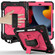 iPad 10.2 Shockproof PC + Silicone Combination Case with Holder & Hand Strap & Shoulder Strap - Black + Rose Red