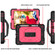 iPad 10.2 Shockproof PC + Silicone Combination Case with Holder & Hand Strap & Shoulder Strap - Black + Rose Red
