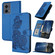 Motorola Edge 5G 2024 Datura Flower Embossed Flip Leather Phone Case - Blue