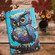 iPad Pro 11 2024 Colored Drawing Stitching Leather Tablet Smart Case - Owl