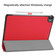 iPad Pro 13 2024 Custer Pure Color 3-Fold Holder Smart Leather Tablet Case - Red