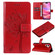 iPhone 16 Tree & Cat Embossed Pattern Flip Leather Phone Case - Red