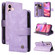 iPhone 16 Skin Feel Multi-Card Wallet Zipper Leather Phone Case - Purple