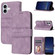 iPhone 16 Embossed Stripes Skin Feel Leather Phone Case - Light Purple