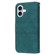 iPhone 16 Embossed Stripes Skin Feel Leather Phone Case - Dark Green