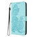 iPhone 16 Datura Flower Embossed Flip Leather Phone Case - Light Blue