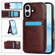 iPhone 16 Solid Color Card Slots Bracket PU Phone Case - Brown
