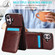 iPhone 16 Solid Color Card Slots Bracket PU Phone Case - Brown