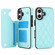 iPhone 16 Double Buckle Rhombic PU Leather Phone Case - Blue