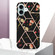 iPhone 16 Splicing Marble Flower IMD TPU Phone Case - Black Flower iPhone 16 Splicing Marble Flower IMD TPU Phone Case - Black Flower