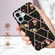 iPhone 16 Splicing Marble Flower IMD TPU Phone Case - Black Flower iPhone 16 Splicing Marble Flower IMD TPU Phone Case - Black Flower