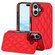 iPhone 16 Double Buckle Rhombic PU Leather Phone Case - Red