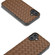 iPhone 16 Black Frame Woven Texture PU Phone Case - Brown