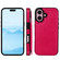 iPhone 16 Double Buckle Crazy Horse Texture PU Phone Case - Rose Red