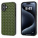 iPhone 16 Black Frame Woven Texture PU Phone Case - Green