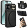iPhone 16 YM007 Ring Holder Card Bag Skin Feel Phone Case - Black