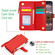 iPhone 16 Wristband Holder Zipper Purse RFID Leather Phone Case - Red