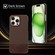 iPhone 16 Stitching Cloth PU Shockproof Phone Case - Dark Brown