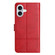 iPhone 16 Cowhide Texture Stitching Leather Phone Case - Red