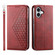 iPhone 16 Cubic Grid Calf Texture Magnetic Leather Phone Case - Red
